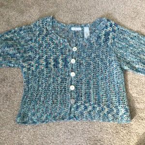 Women's NWOT  JH Collectibles short sleeved sweater coverlet 5 MOP buttons XL